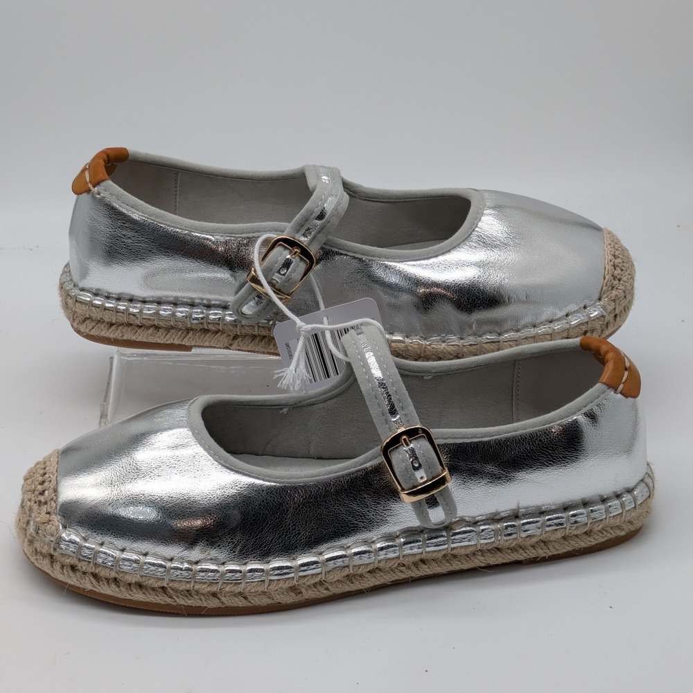 Serra Womens Size 9 Silver Metallic Mary Jane Espadrille Flats NWT